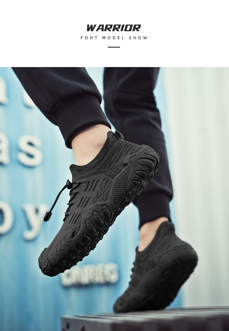 Warrior Official Men's Shoes, Summer New Breathable Mesh Sports Shoes, Casual Versatile Slip-On Shoes for Men, Black, Size 43 8