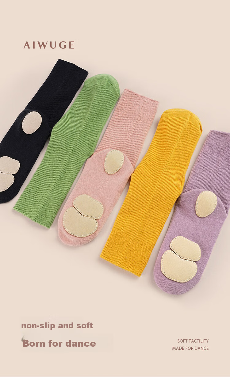 Aiwu Ge Modern Dance Socks Non-Slip Children's Classical Dance Socks with Sole Women's Chinese Dance Practice Socks Avocado Green - 1 Pair 3