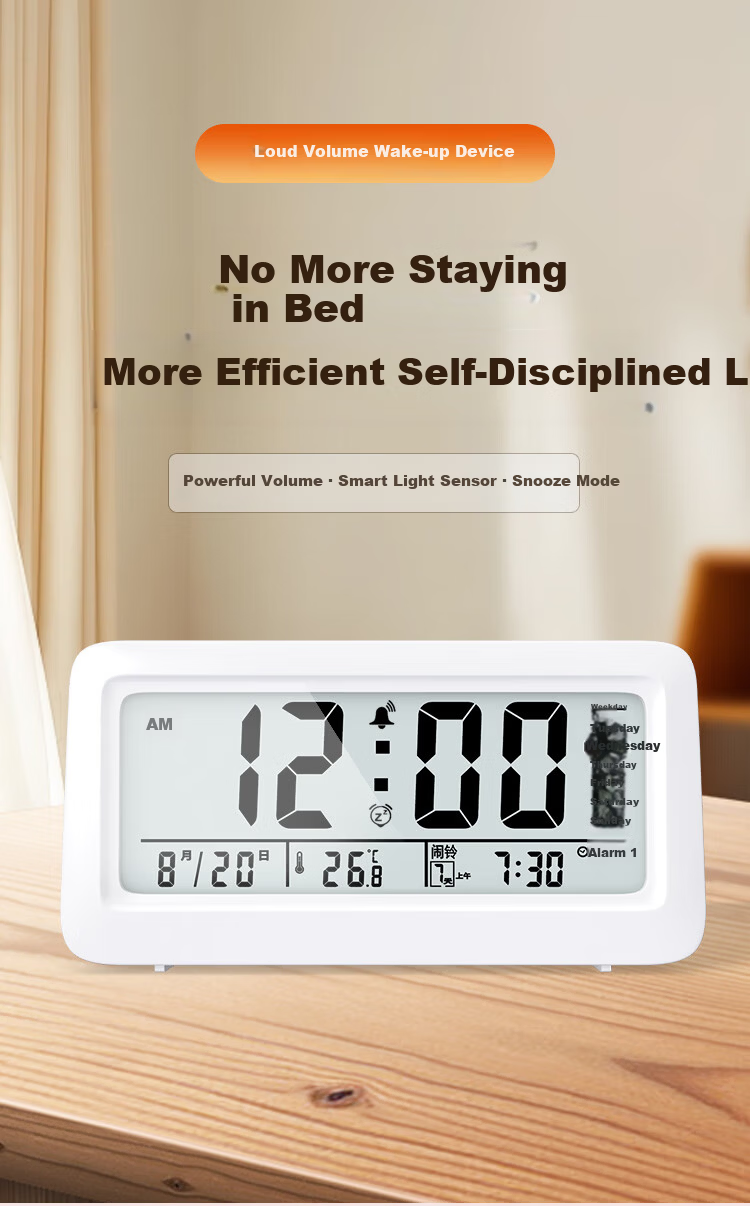 Compas Multifunctional Electronic Alarm Clock Student Wake-Up Device Powerful Wake-Up Children's New Smart Alarm Clock Sky Blue Children's Day Gift Back to School Essential 1