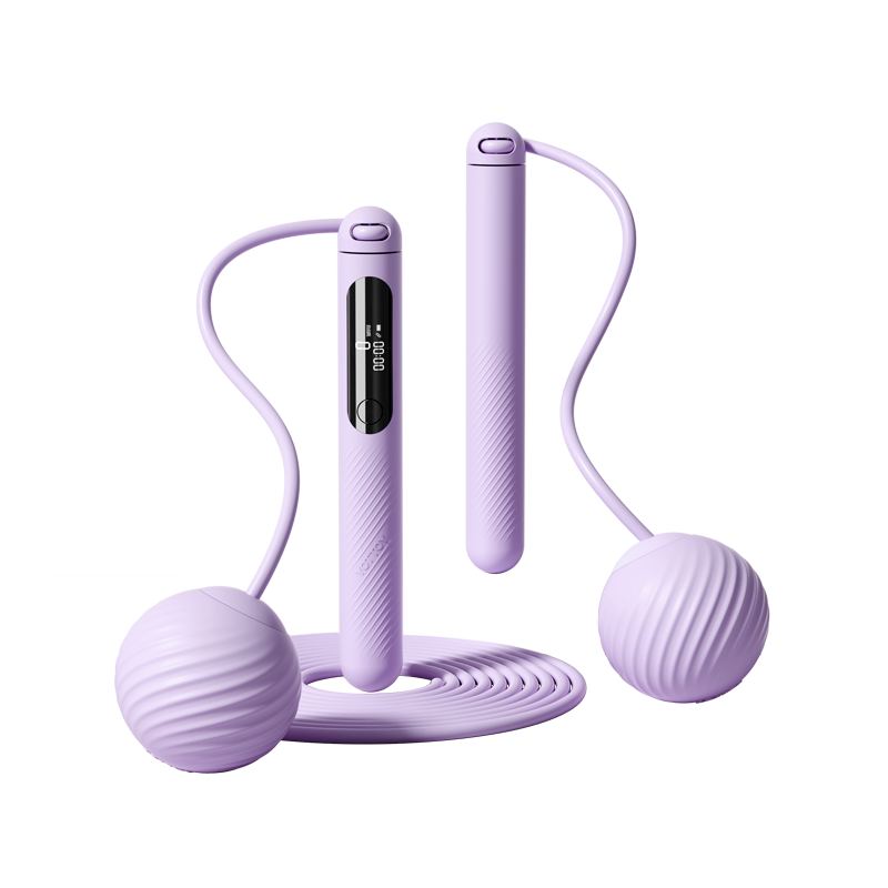 Yottoy Smart Counting Jump Rope for Adults Fitness Training Children Middle School Exam Skipping Rope, Cordless + Corded Large Ball/dreamy Purple