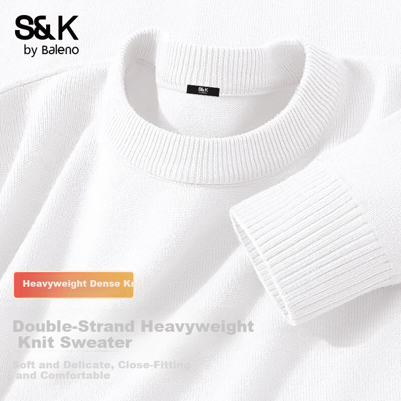 Baleno S&K Series Crew Neck Knit Sweater Men Autumn Winter Casual Simple Versatile Heavyweight Loose Fit Men's Sweater 8