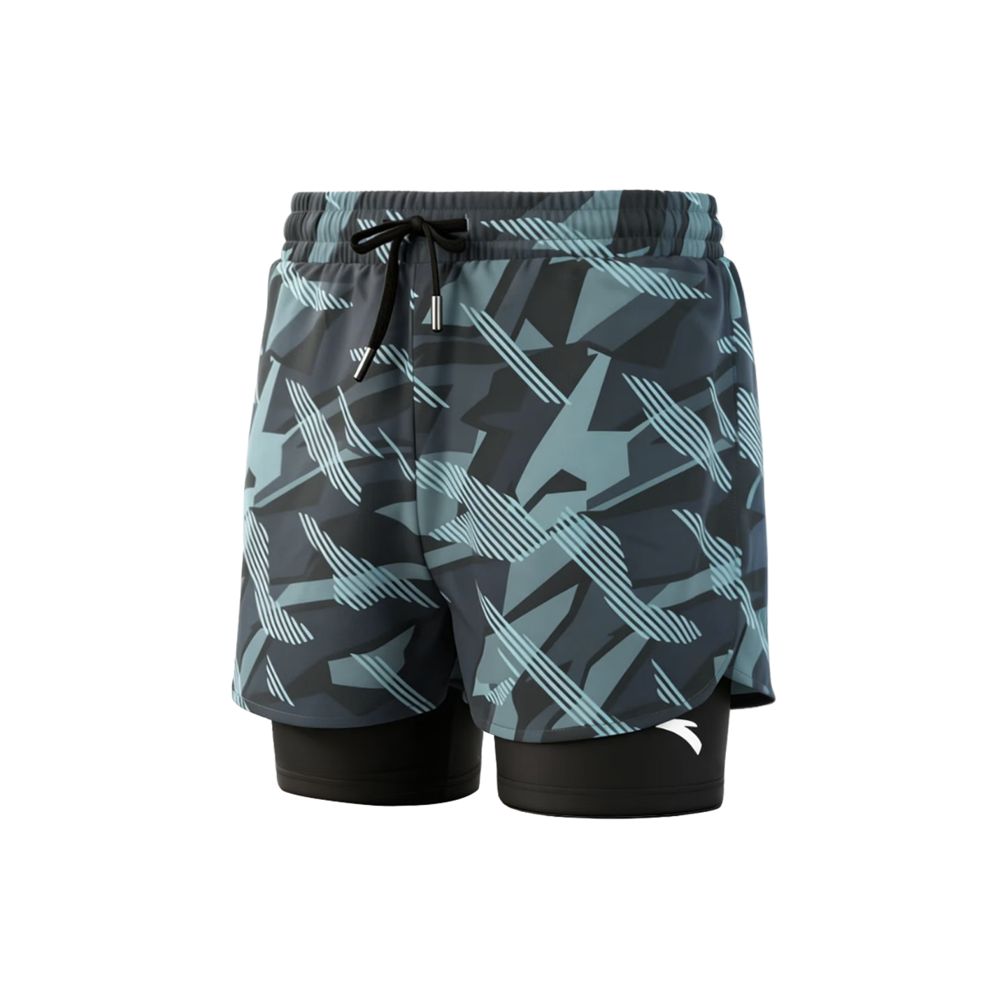 ANTA Men's Quick-Dry Loose-Fit Five-Point Swim Trunks Dual-Layer Beach and Hot Spring Shorts Green L