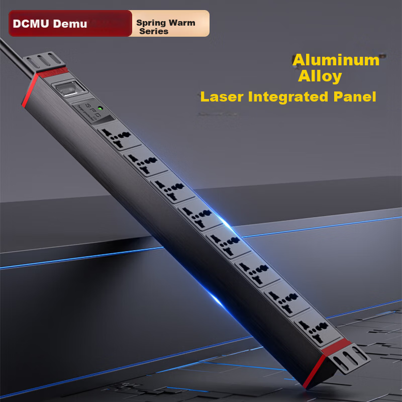 Demu PDU Power Strip Cabinet Socket Overload Protection Surge Lightning Protection 8-Outlet Universal Socket Extension Cord DMCN-1UT-Mn8-KxF
