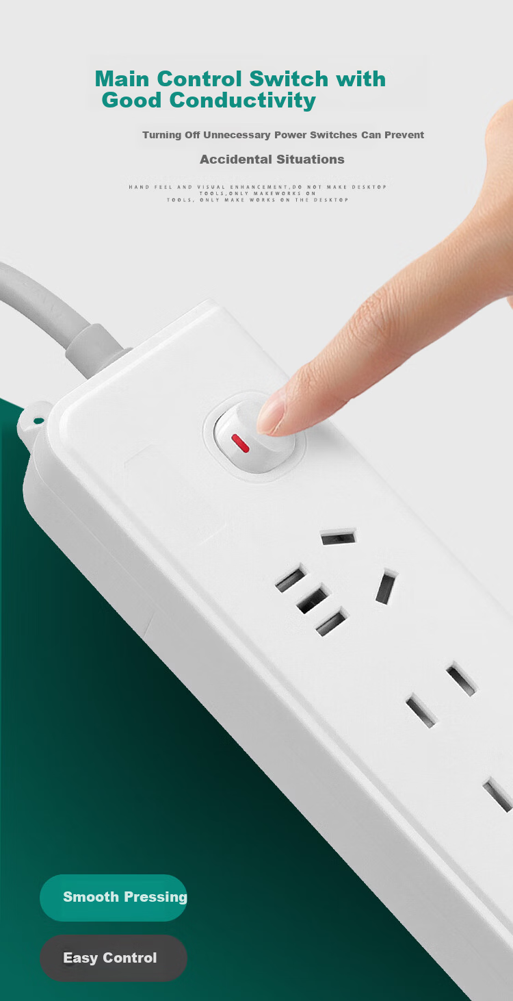 Sushiermo [10A to 16A High Power] 4kW Master Control Power Strip 3 Outlets 1.8m Cable for Air Conditioner/Water Heater/Electric Heater High Power Safe Electricity Use 9