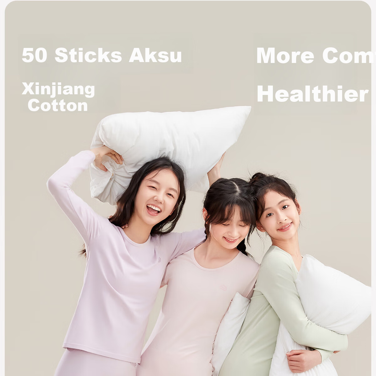 COCO SMART Girls' Cotton Thin Thermal Underwear Set Autumn Top and Bottom, Class A, Junior High and Older Kids 1