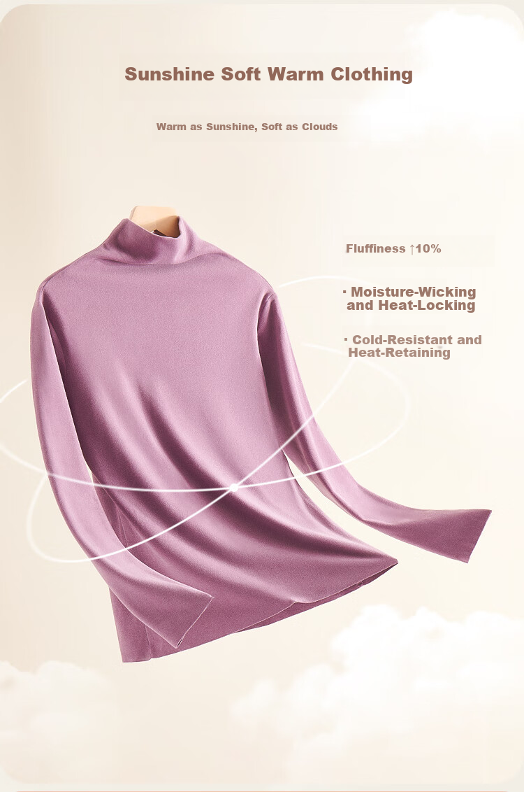 MiiOW New Women's Thermal Base Layer Autumn Winter Warm Innerwear Semi-High Neck Pink Purple XL 4