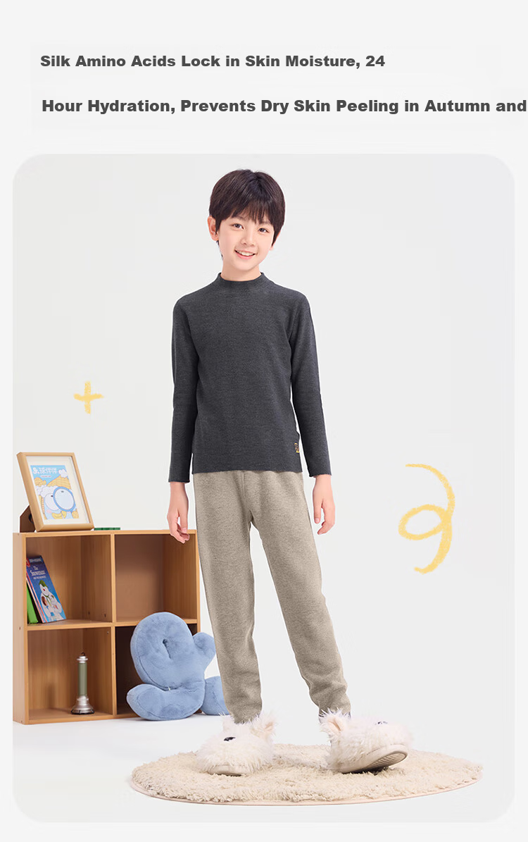 Jiusuiban Kids Thermal Pants Boys Autumn Winter Thickened Fleece Lined 7A Antibacterial Cashmere Cotton School Uniform Leggings 5