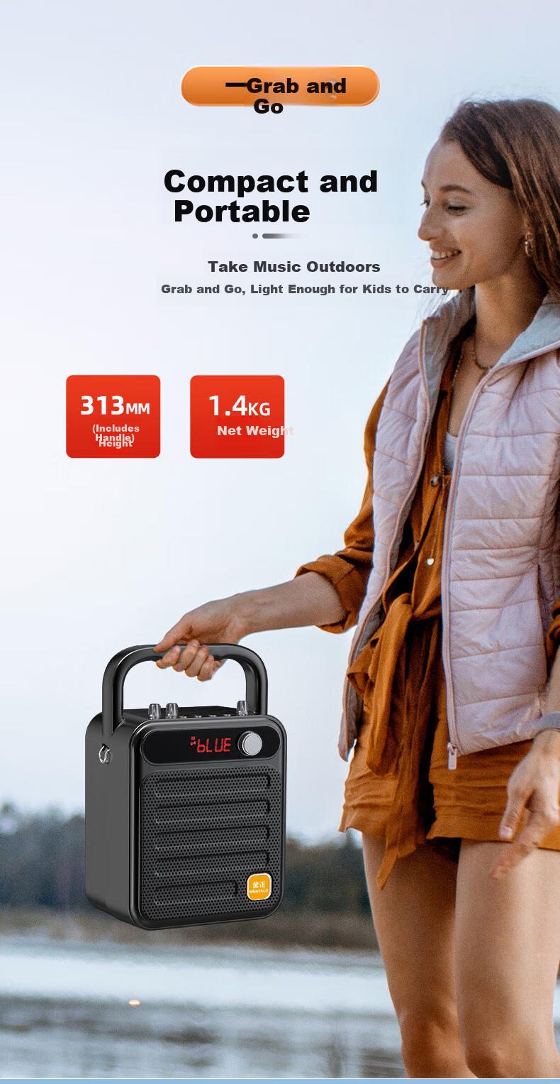 Jinzheng S59 Wireless Bluetooth Speaker Portable Outdoor Square Dance Mini Speaker Home Music Player Card U Disk High Volume Deep Bass Subwoofer Stall WeChat Payment Speaker 5