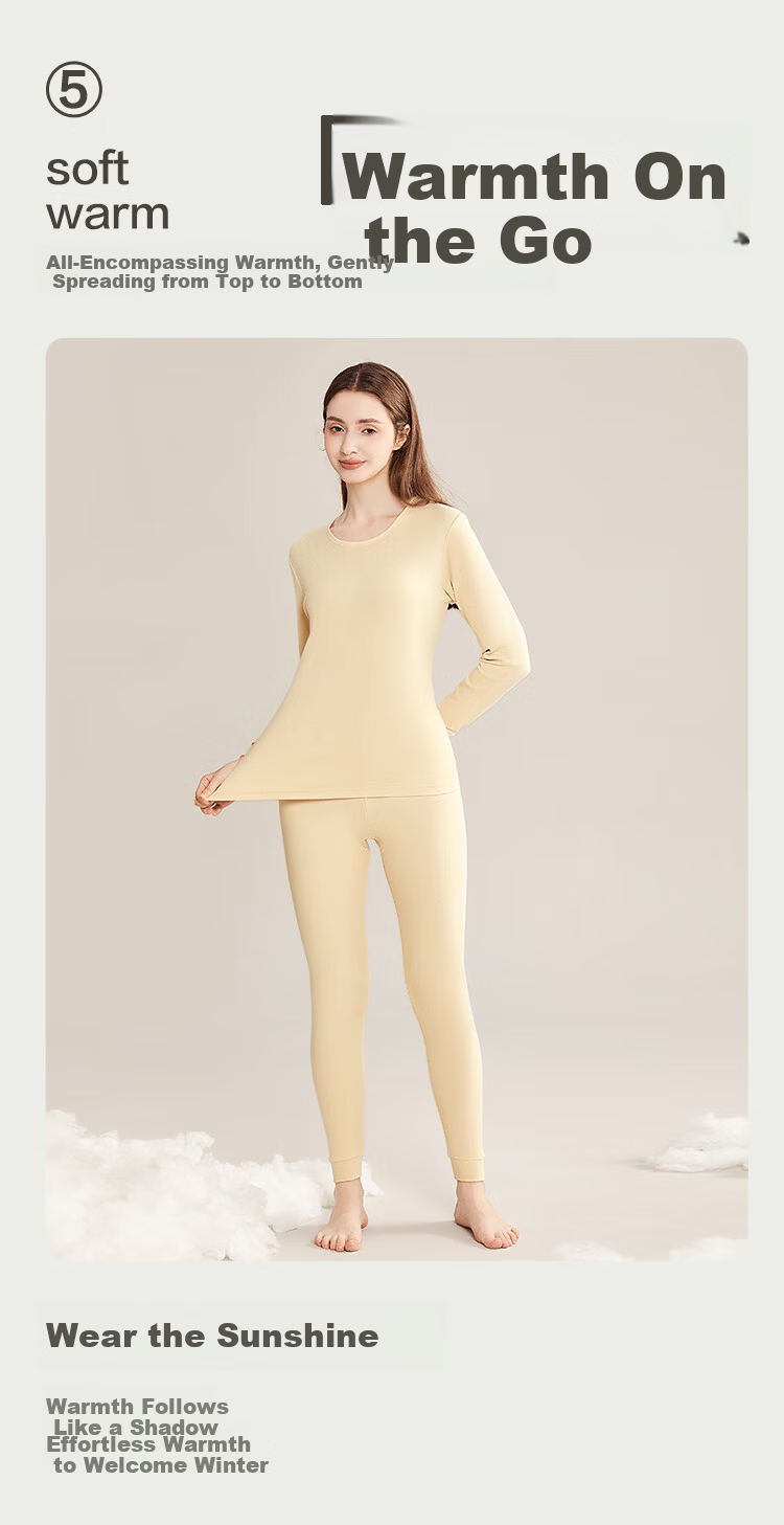 Hodo Home Women's Pure Cotton Thermal Underwear Set 40S Tight-Spun AAA Grade Antibacterial Top and Bottom 8