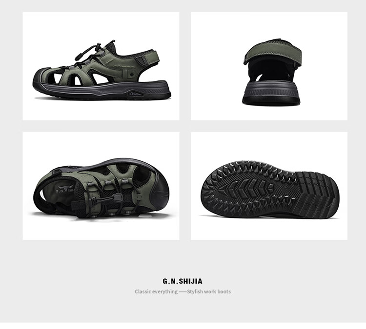 Bull Family Baotou Men's Summer Outdoor Breathable Mesh Soft Sole Versatile Creek Shoes Men's Beach Sandals 24