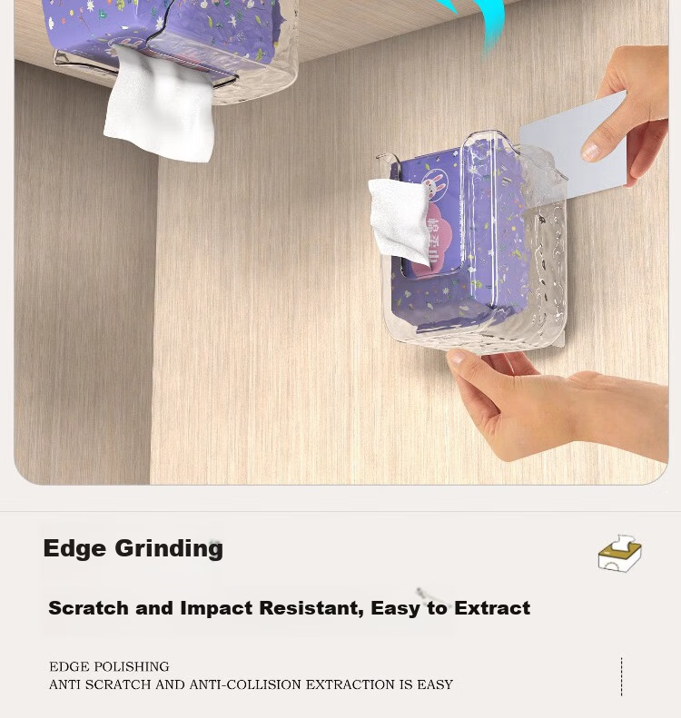 Jialifang Suction Cup Wet Wipes Storage Box Wall-Mounted Kitchen Wet Tissue Holder Wet Toilet Paper Facial Tissue Dispenser Transparent Color 11