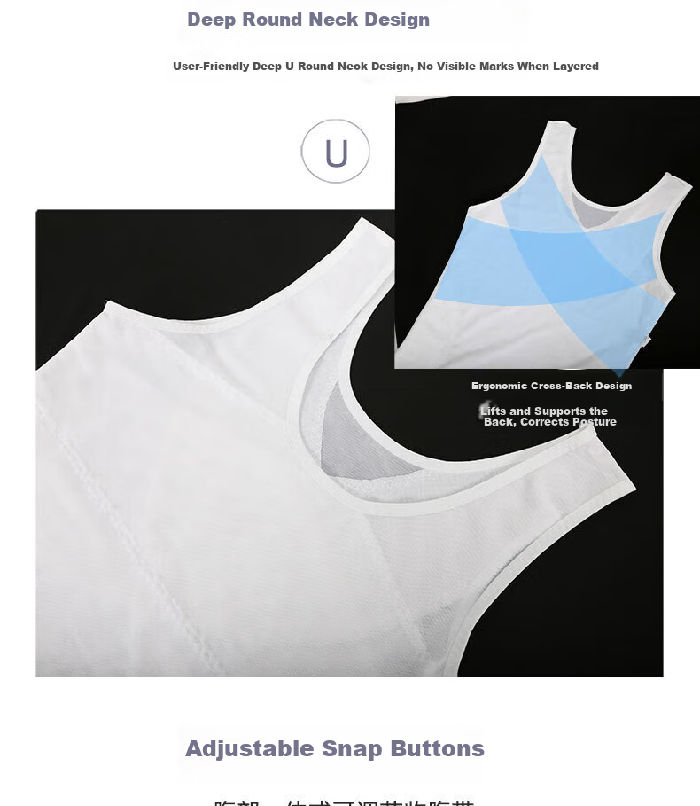 Langsha Men's Slimming Vest Ultra-Thin Abdomen Control Strong Chest Binder Invisible Body Shaper Tight Fit Slimming Top 20