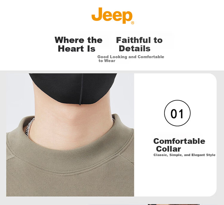 JEEP Men's Heavyweight Long Sleeve Sweatshirt Spring Autumn Loose Embroidered Base Shirt Earth Tone XL 8