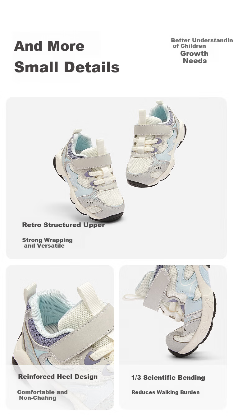 BALABALA Kids Toddler Walking Shoes Boys Girls 2026 Spring Autumn Baby Non-Slip Functional Breathable Shoes 7