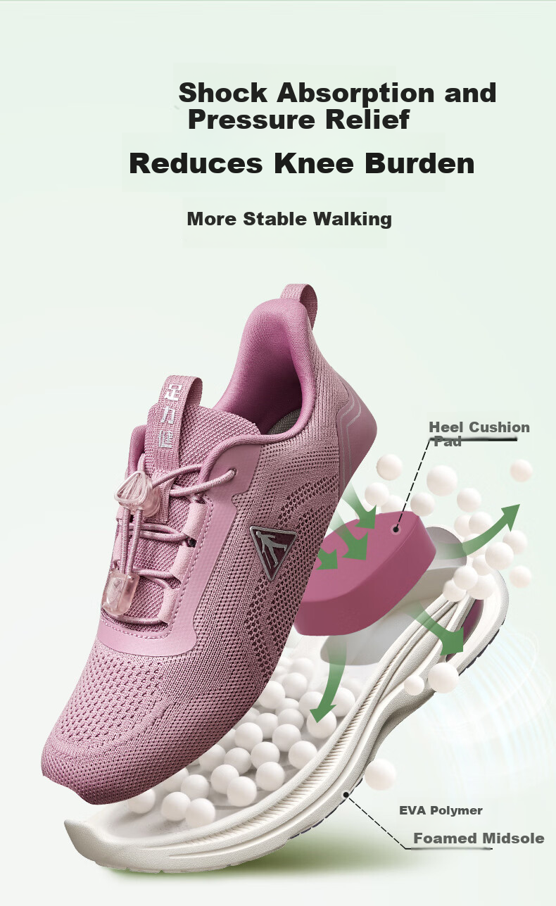 Zulijian Elderly Spring Sports Walking Shoes Casual Shock Absorption Sneakers 26113014T Sakura Pink Women Size 37 5