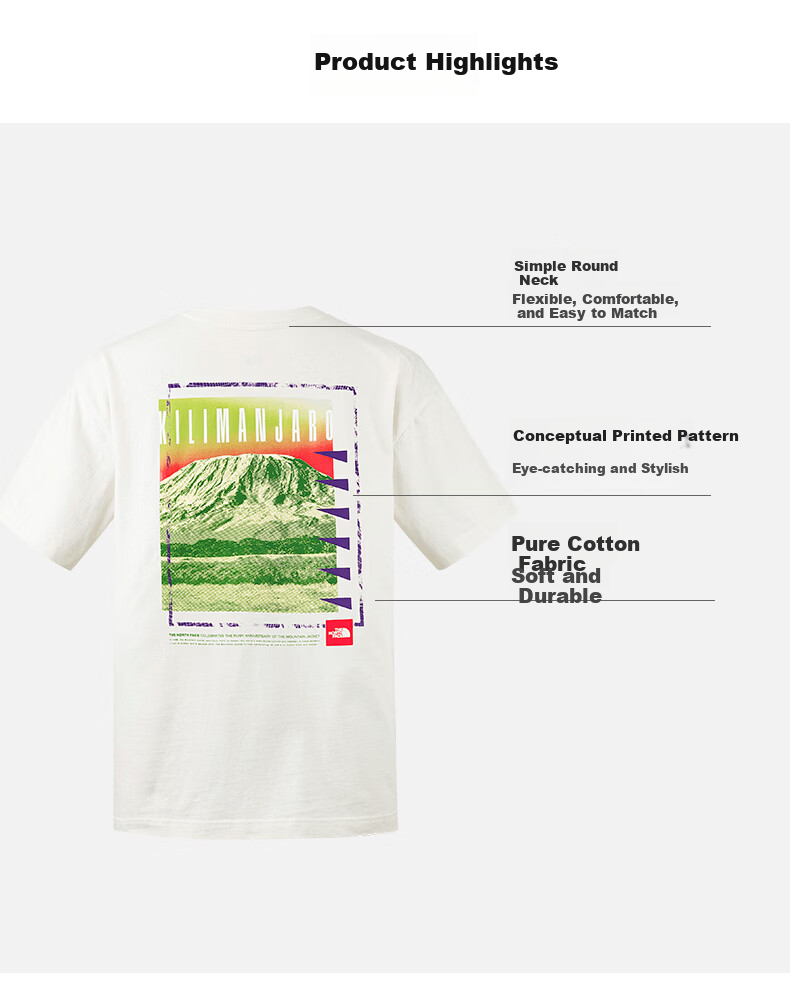 The North Face Men's Cotton Printed Loose Fit Short Sleeve T-Shirt Outdoor Summer New 8C4M Dune White/QLI S 1
