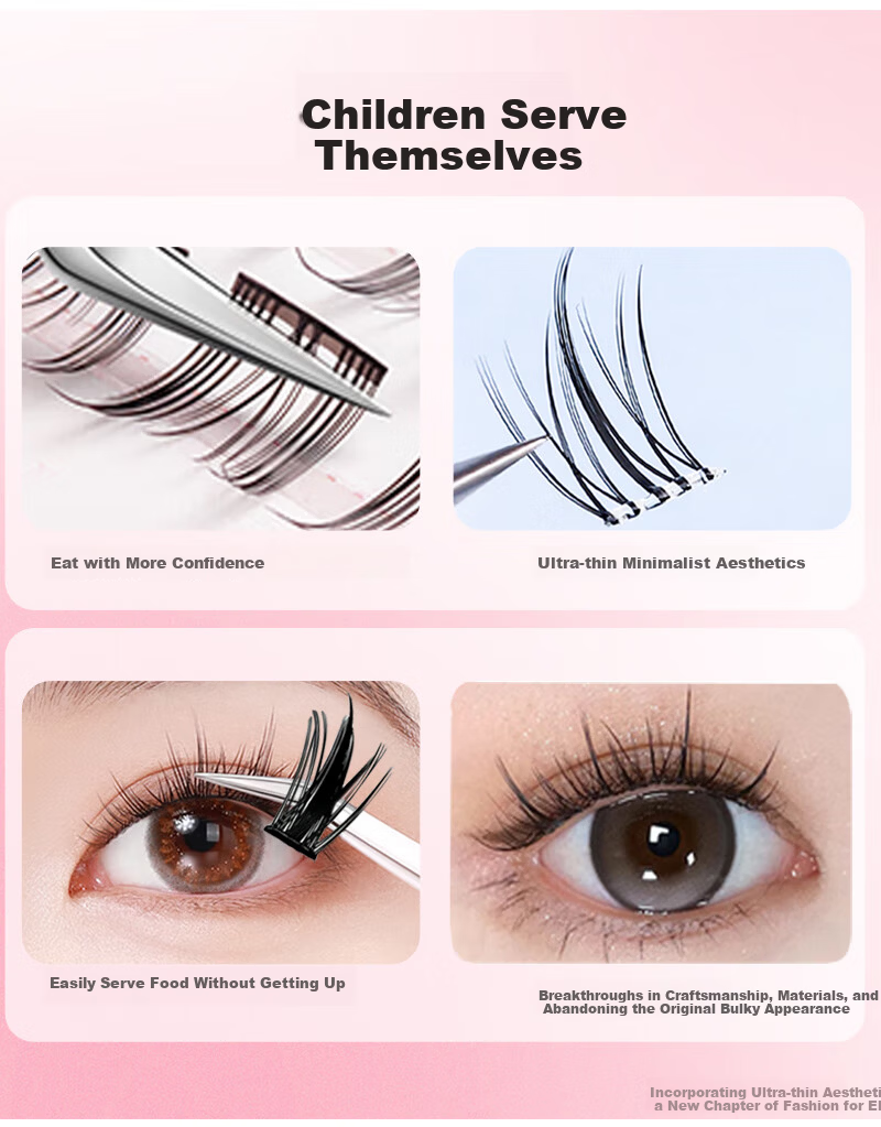 Yushang Jiaren Korean Style Girl Group Glue-Free False Eyelashes Lightweight Natural Realistic Eyelashes with Gold Feather Tweezers for Beginners 4