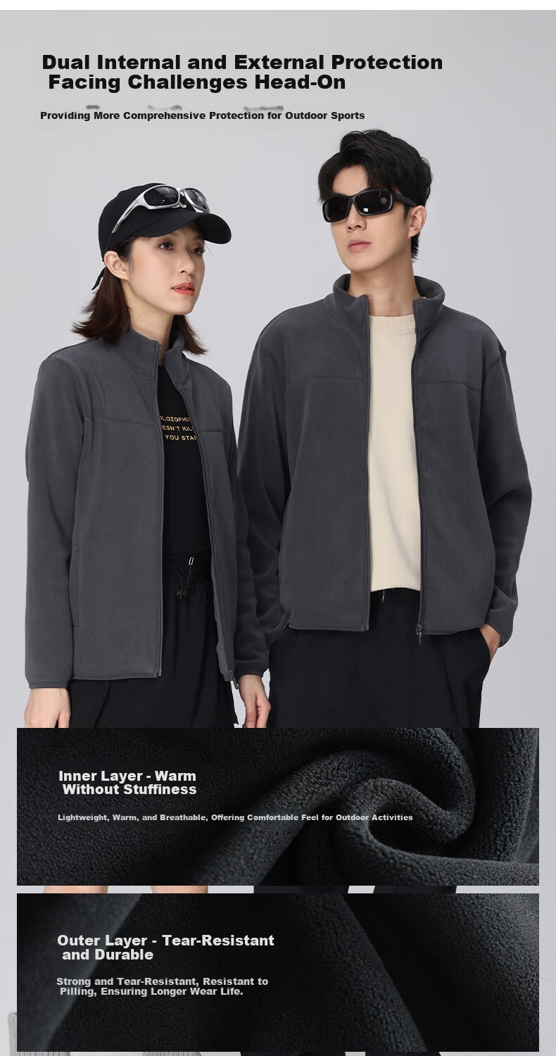 LangSha Unisex Fleece Liner Jacket Windproof Heated Outdoor Fleece Coat 6