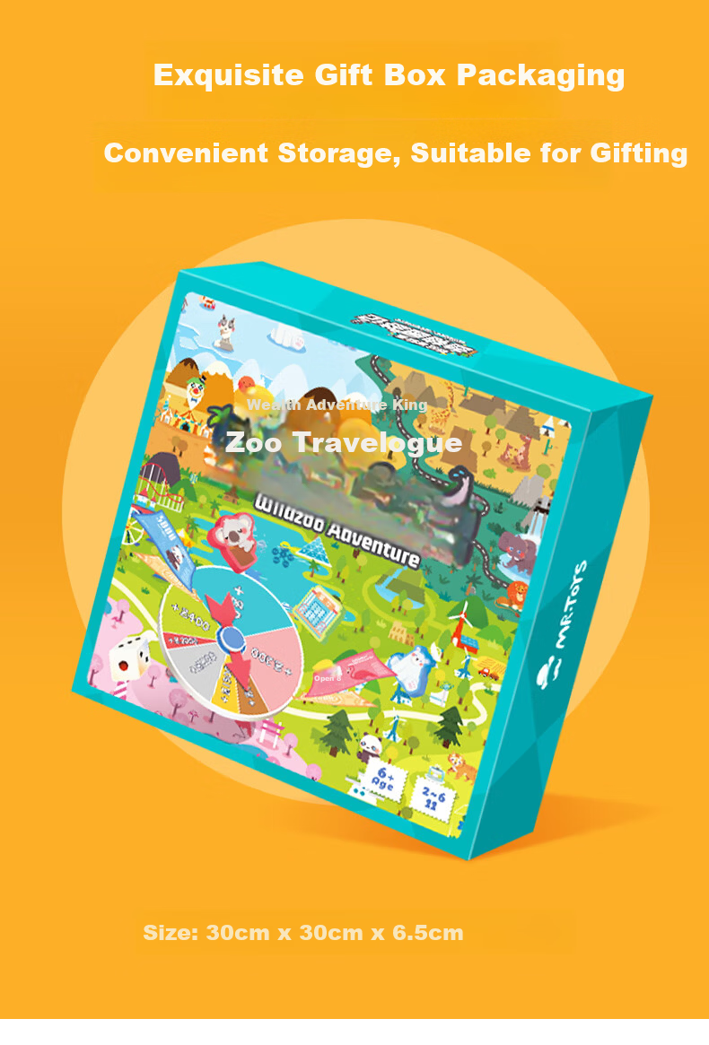 Mr. Toy Children's Board Game Boys Girls Birthday Gift Extra Large Deluxe Parent-Child Interactive Educational Toy [Zoo Adventure] 5