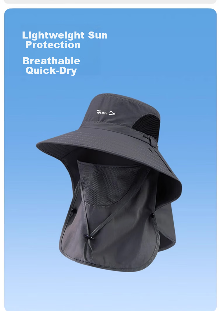 Warrior Unisex Sun Protection Hat Outdoor UV Protection Fishing Bucket Hat Sun Hat with Neck Guard and Face Mask 9