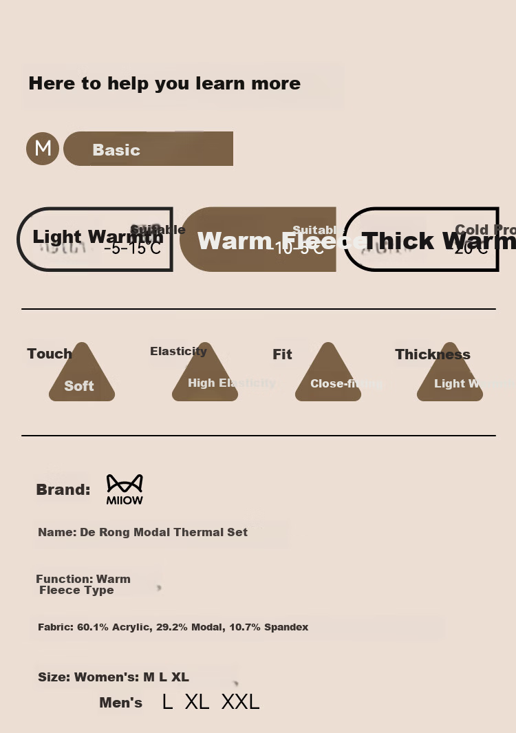 MiiOW Thermal Fleece Heating Warm Underwear Women Couples Modal Ultra-thin Slim Cold-resistant Base Layer Autumn Top and Bottom Red M 11