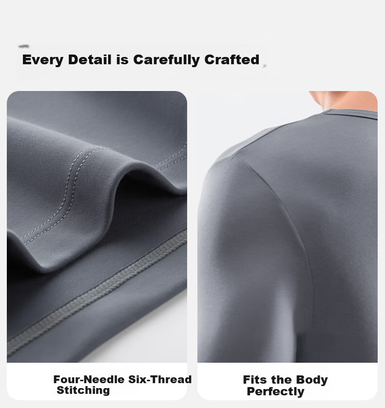Modal Men's Thermal Underwear Set Thin Autumn Base Layer Warm Cotton Knit Long Johns Loose Fit Winter 14
