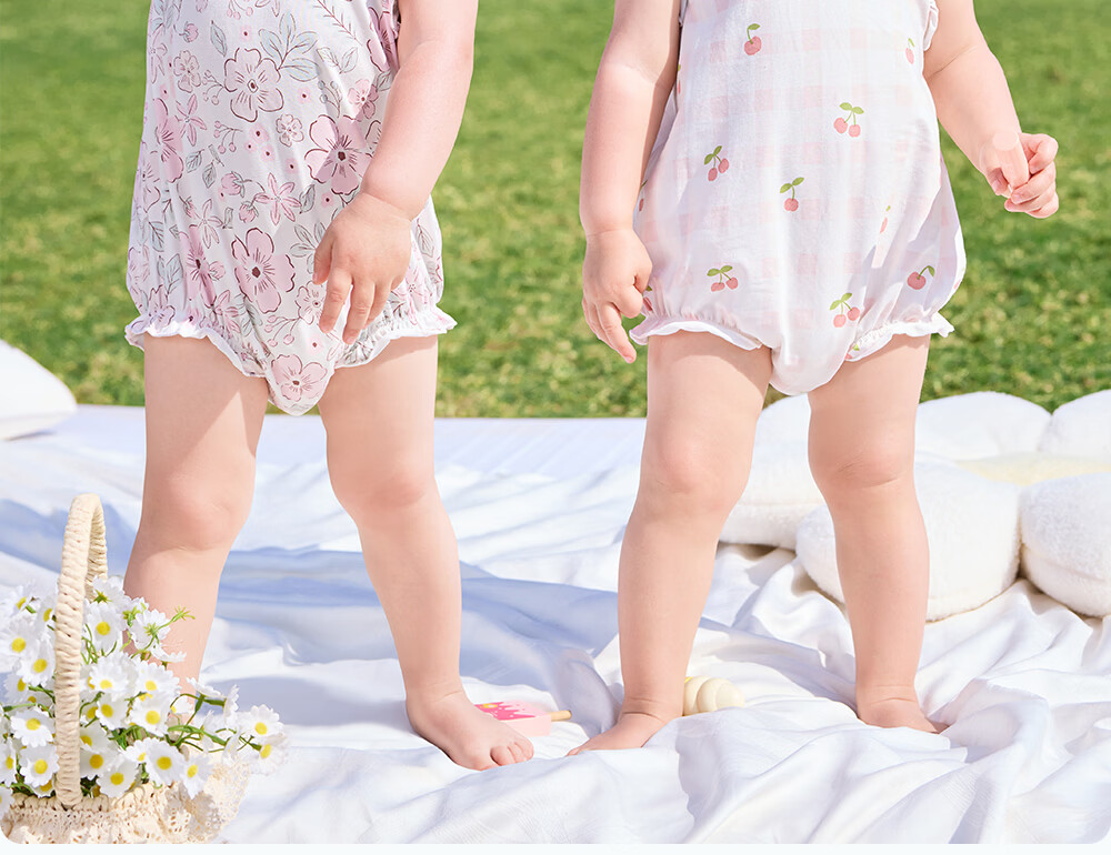 Betis Infant Romper Cute Triangle Summer Thin Modal Flutter Sleeve Bodysuit for Baby Girls 9