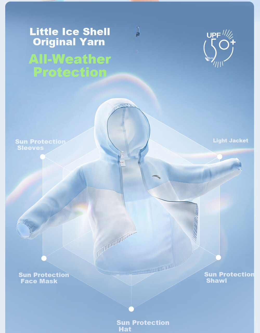 Anta Kids Sun Protection Jacket Boys UPF50+ Summer 2026 Girls Breathable Lightweight Jacket A72627602 3
