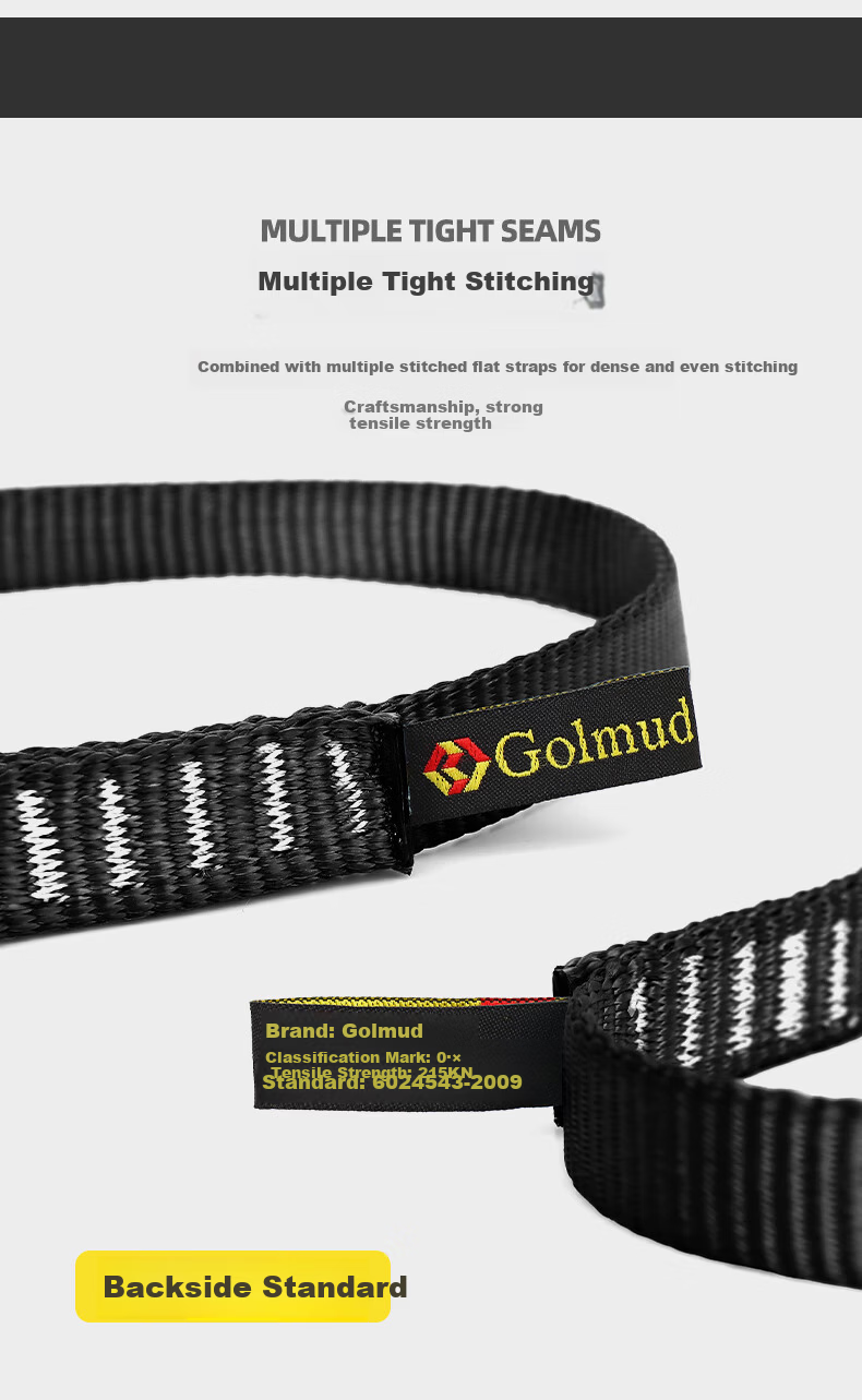 Gorm Climbing Mountaineering Rappelling Equipment Flat Webbing Loop Connecting Rope Safety Belt 22kN Protective Loop Flat Webbing Rope 50cm Black GD1541 7