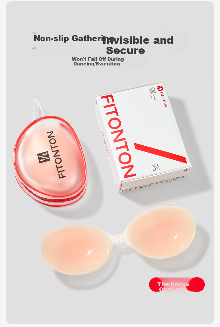FitonTon Strapless Invisible Adhesive Bra for Women Wedding Dress, Seamless, Anti-Exposure, Push-Up Breast Pads 2