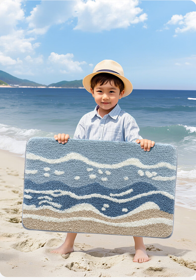 Dajiang Bathroom Mat, Toilet Entrance Non-Slip Absorbent Mat, Cartoon Fun Flocked Bathroom Floor Mat, 50x80cm 3