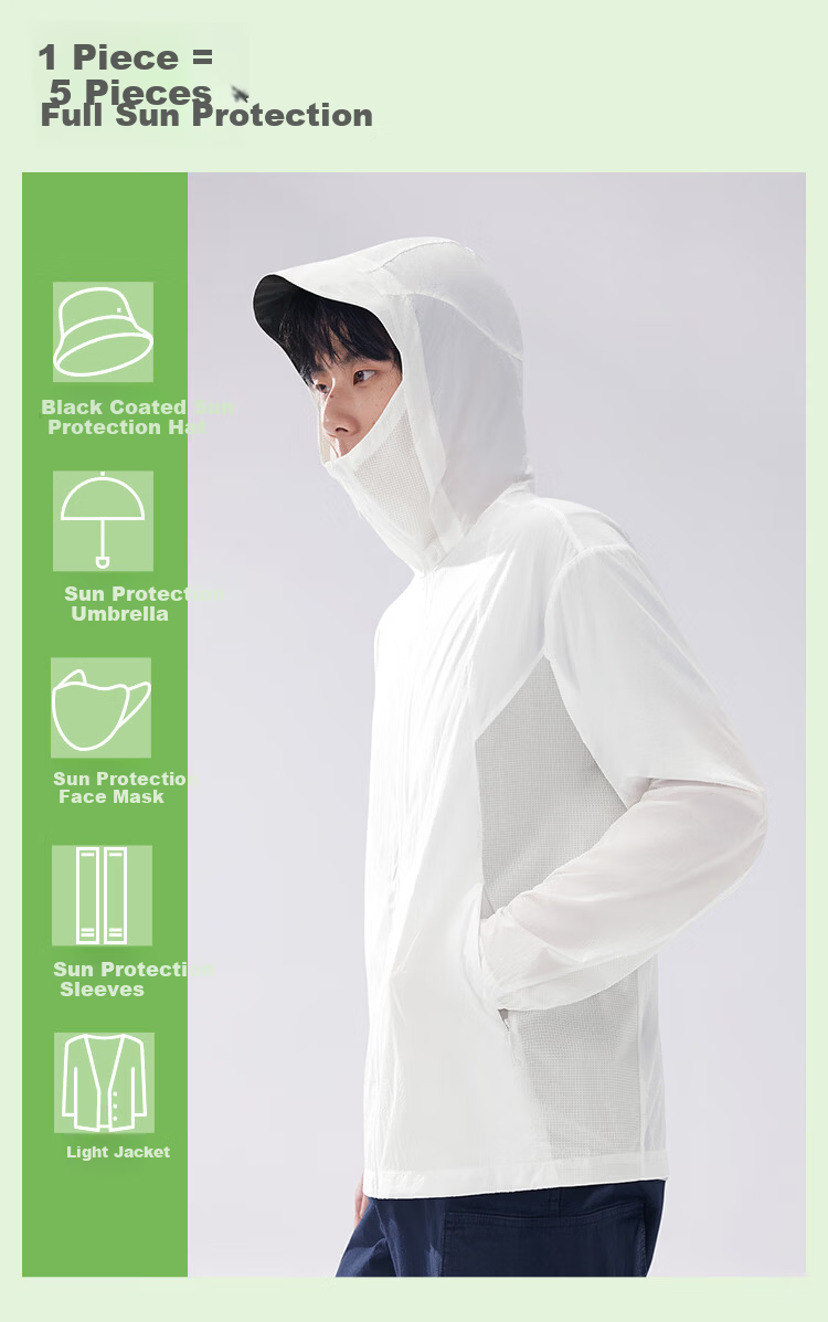 Beneunder Men's Sunscreen Jacket Thin Skin Jacket Ice Silk UV Protection Cooling Breathable Outdoor TS407 19