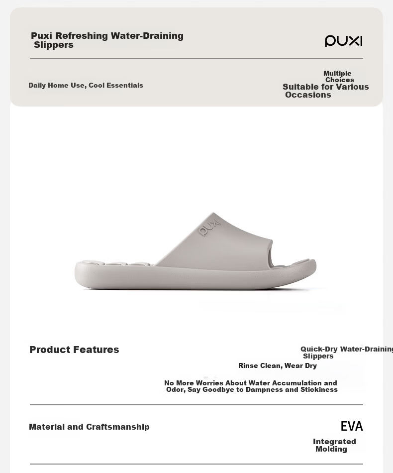 Puxiqin Refreshing Bathroom Slippers Indoor Home Summer Non-Slip Quick-Dry Drainage Shower Hollow Sanitary Cool Slippers for Women 1