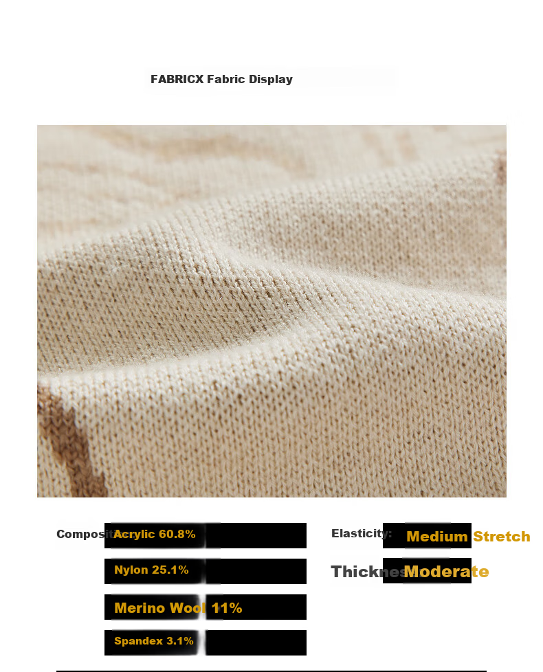 CABBEEN 100% Combed Cotton Men's Artistic Pattern Jacquard Gradient Yarn Winter Long Sleeve Sweater 6