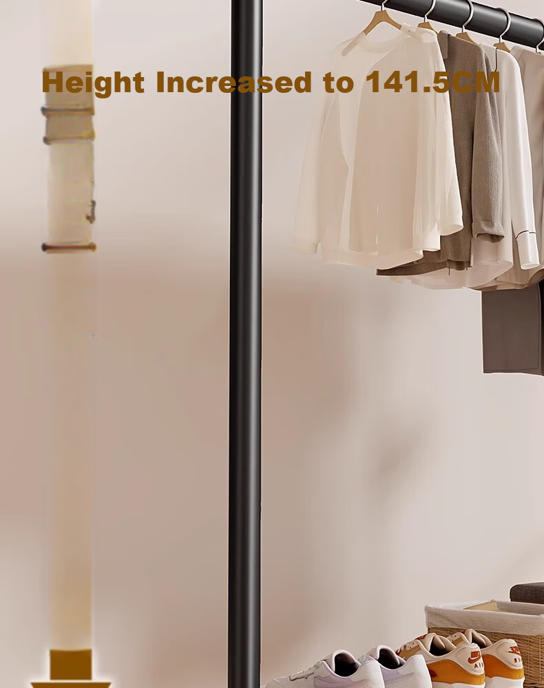 Shunyou Double Rod Floor Standing Coat Rack Indoor Mobile Clothes Hanger Storage Drying Rack Dormitory Clothes Drying Rack SY-1212 5