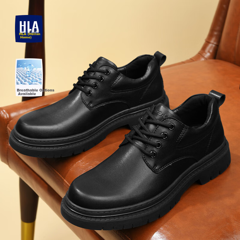 HLA Men's Business Casual Thick-Soled Height-Increasing Derby Shoes HAAPXM1EFE066 Black Size 38
