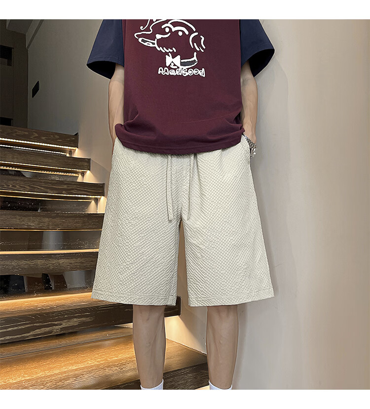 NASA GISS Men's Summer Shorts Lightweight Pleated Quick-Dry Loose Fit Breathable Straight-Leg Five-Point Pants Apricot 5XL 11