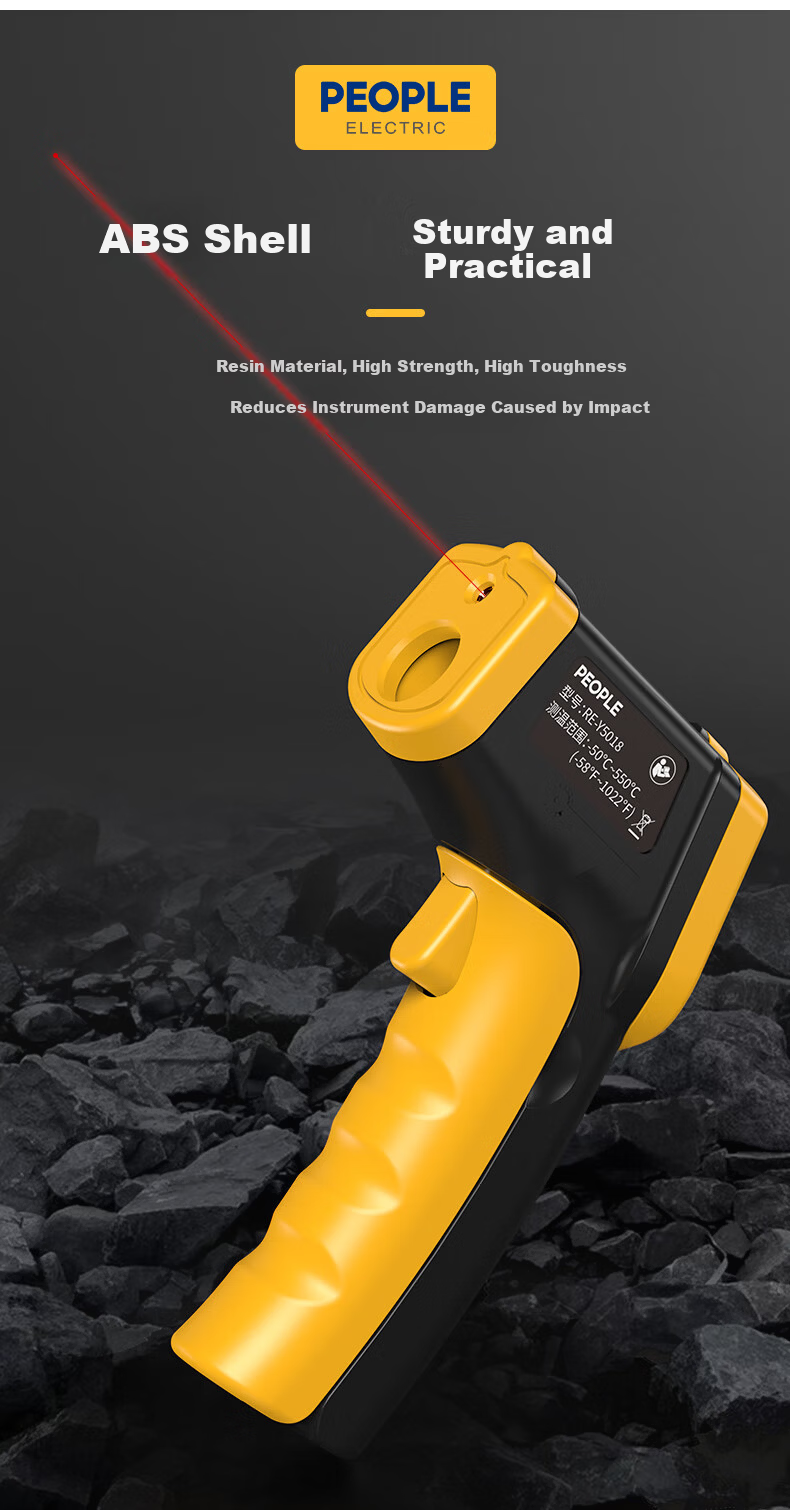 People Industrial Grade Infrared Thermometer High Precision Temperature Gun Water and Oil Temperature Gun -50~700℃ 7