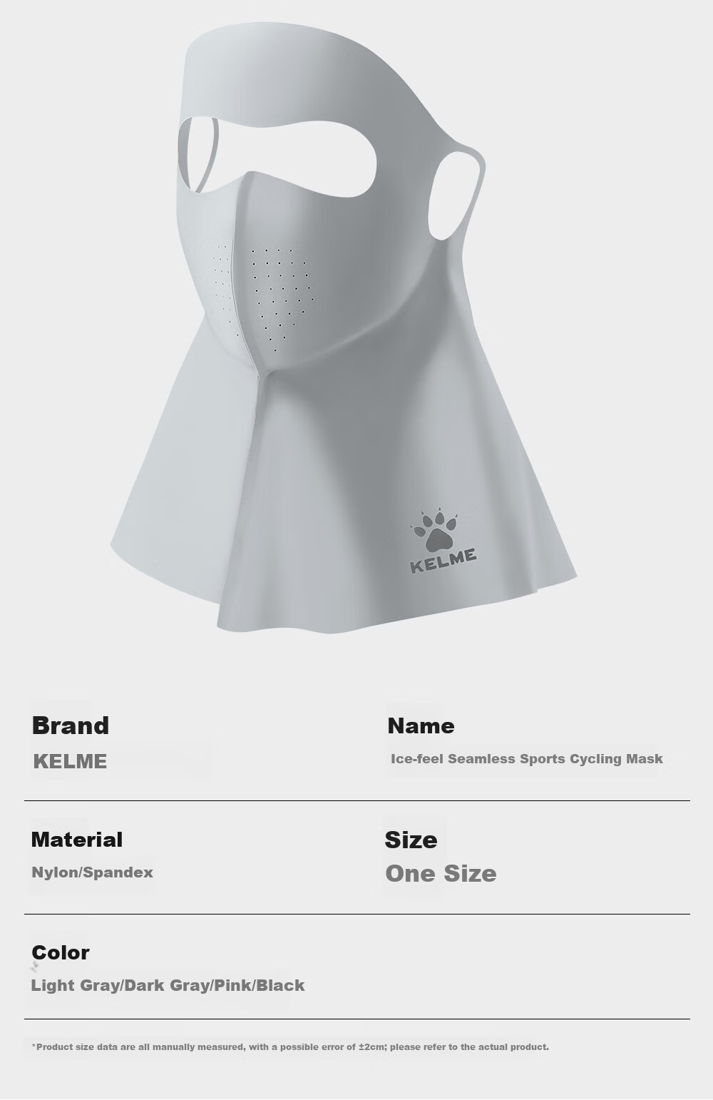 KELME Full Face Sunscreen Mask Women's Facekinni Neck Protection UV Protection Outdoor Windproof Dustproof Cycling Mountaineering Neck Gaiter 14