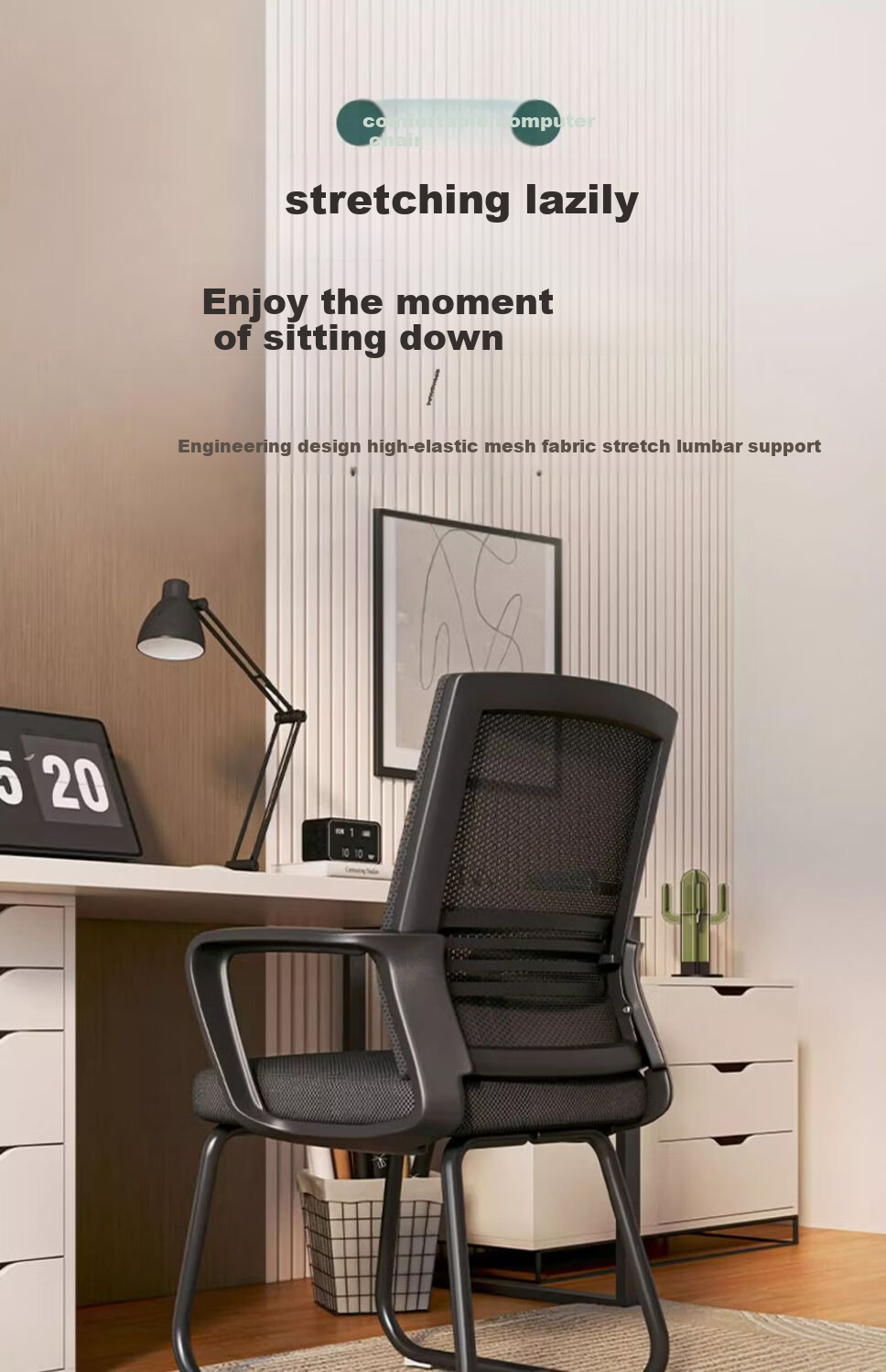 SGMW Ergonomic Office Chair Arched Design Comfortable Long Sitting Conference Chair Staff Chair Mahjong Chair with Backrest Computer Chair for Home Use 1
