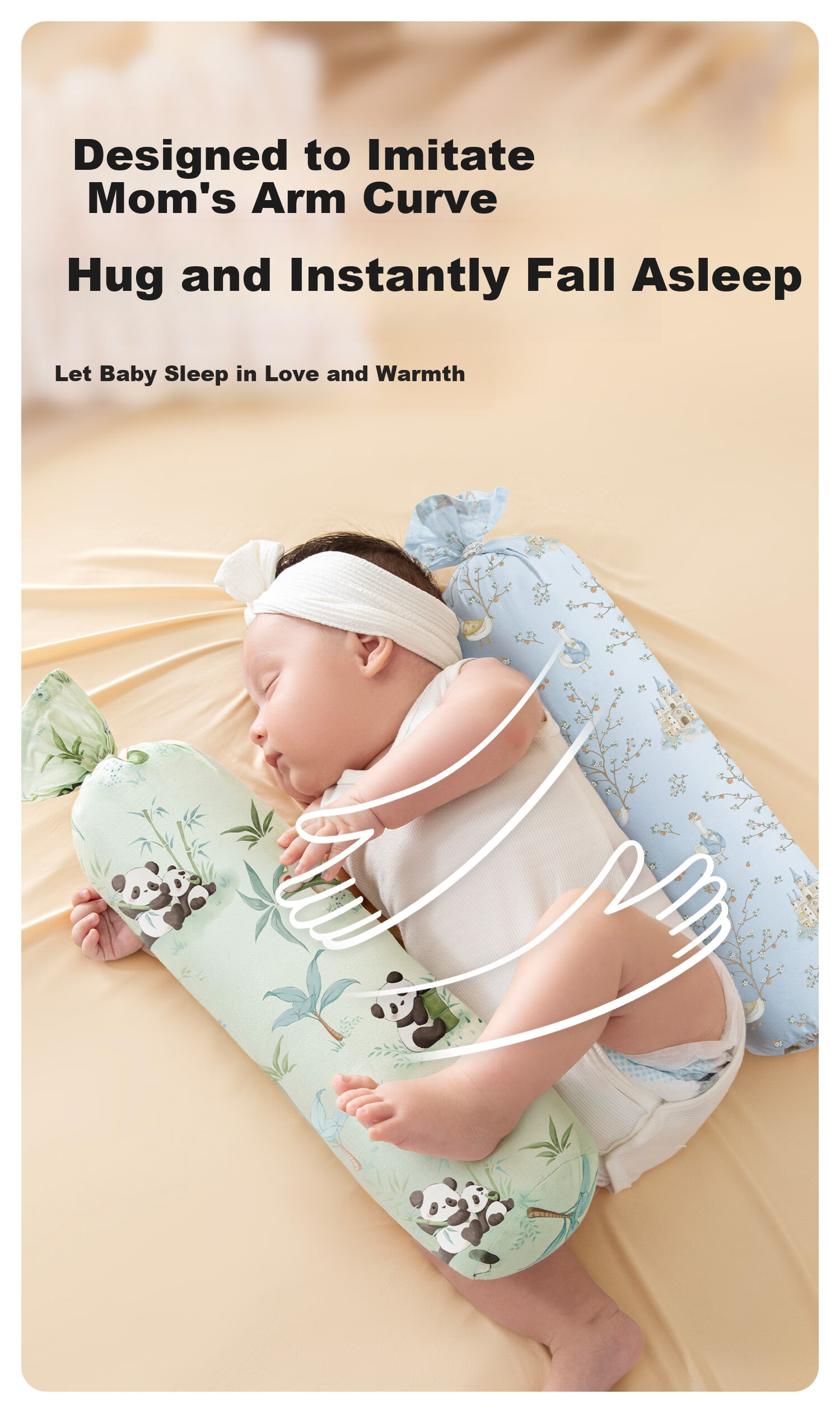 More Rabbit Baby Side Sleeping Support Pillow 0-6 Months Shaping Pillow Anti-Reflux and Turning Pillow for Infants 3