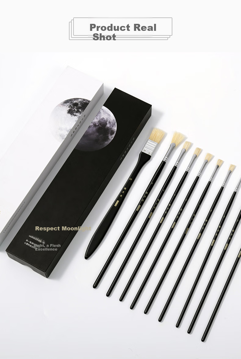 CHINJOO Gouache Paint Brush Set of 10 White Acrylic Oil Painting Brushes for Art and Sketching 13