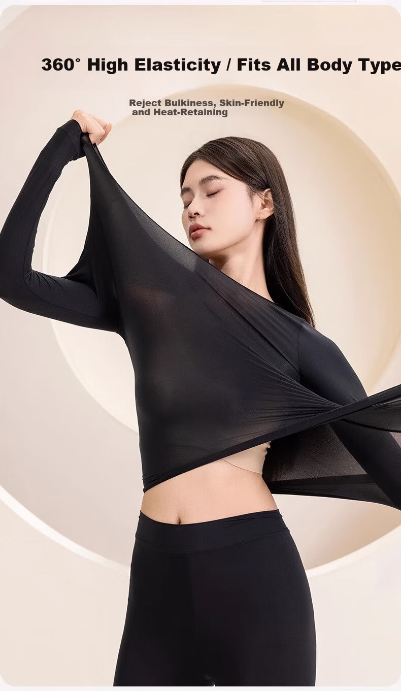BOPRUIEY Hyaluronic Acid Thermal Underwear Women Seamless Ultra-thin Invisible Mask Base Layer Moisturizing Autumn Top and Bottom Set 5