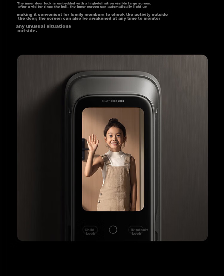 Xiaomi Smart Door Lock 4 Pro Palm Vein Face Recognition Cat Eye Large Screen Smart Electronic Password Anti-theft Lock 8