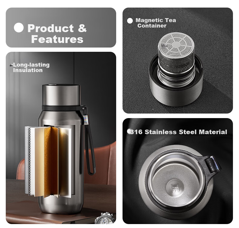 NRMEi Insulated Men's Tea Separation Magnetic Spring Tea Business Portable Car Magnetic Suction Water Bottle 3