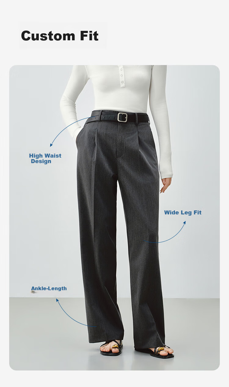 JD Original Women's Suit Pants, Autumn New Style, Slimming Casual Trousers, Wide-Leg Dress Pants with Stretch in All Directions, Gray, XL 12