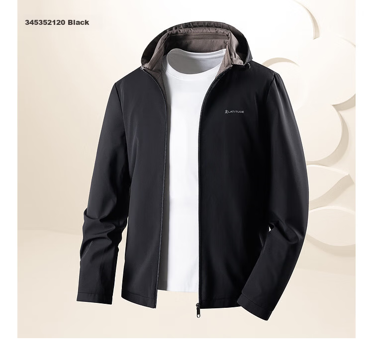MONTAGUT Men's Jacket Hooded Removable Mulberry Silk Modal Autumn Water-Repellent Wrinkle-Free Windbreaker 17