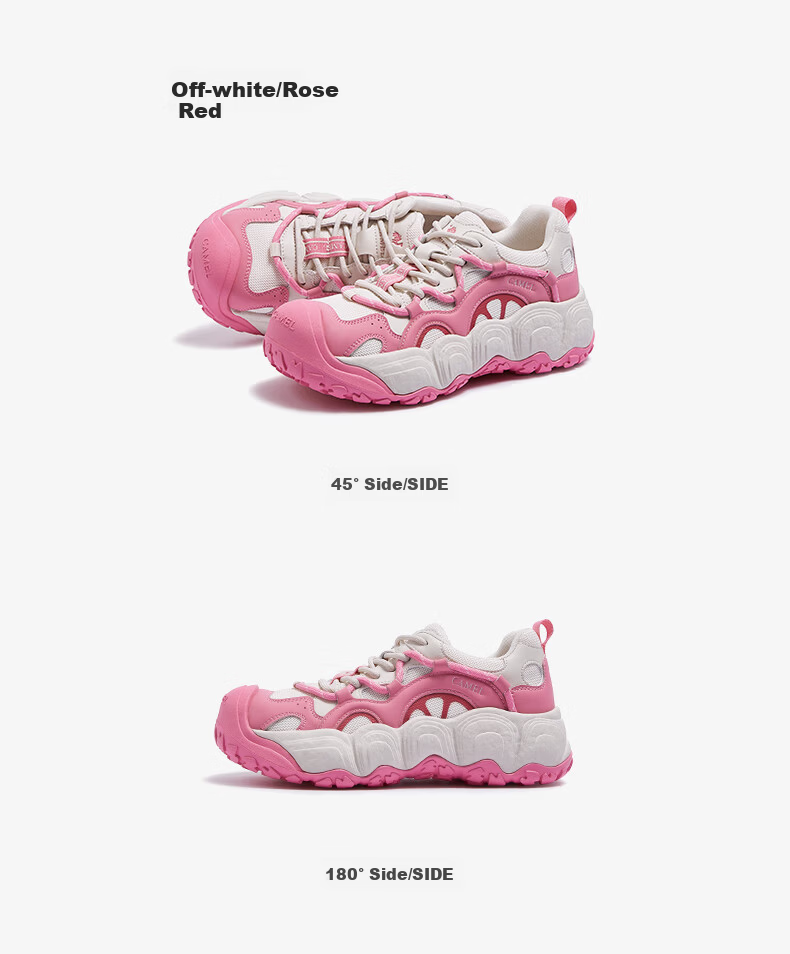 CAMEL Lemon Cute Colorblock Platform Casual Shoes for Women L25A202062 Off-White/Pink Size 39 40