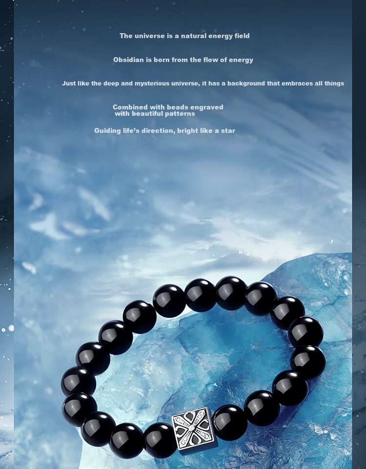 FanciFanci Obsidian Energy Bracelet Protective Stone Lucky Stone Birthday Anniversary Gift for Boyfriend 5