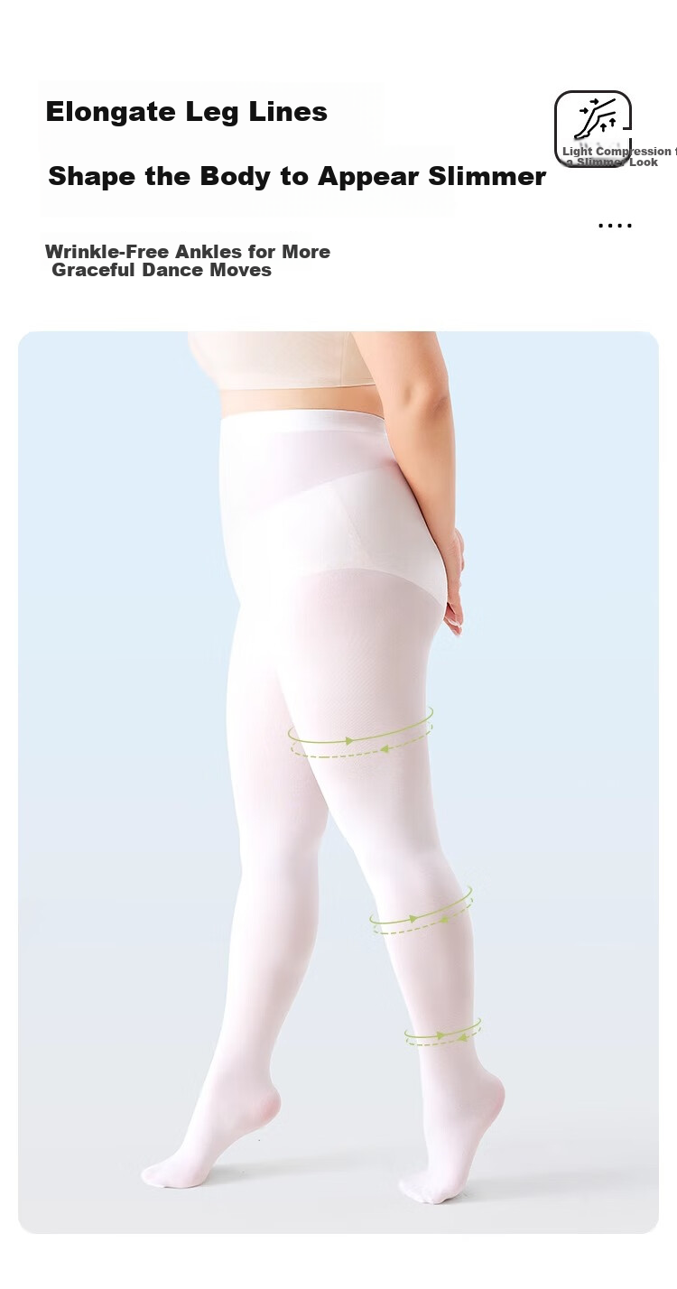 BOPRUIEY White Plus Size Tights Pantyhose Spring Summer Adult Dance Practice Stockings for Plus Size Students 4